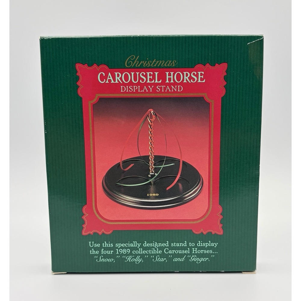 1989 Hallmark Keepsake Ornament Christmas Carousel Horse Display Stand Vintage